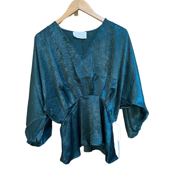 Six/Fifty Opal top in Hunter Emerald Green Blouse Size Small Womens New - Picture 2 of 8